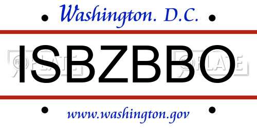 ISBZBBO District Of Columbia License Plate