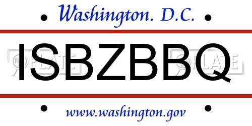 ISBZBBQ District Of Columbia License Plate