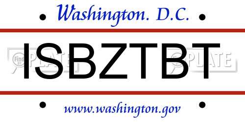 ISBZTBT District Of Columbia License Plate