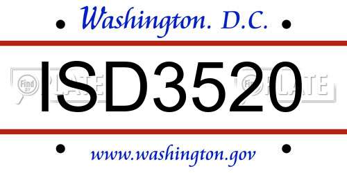 ISD3520 District Of Columbia License Plate