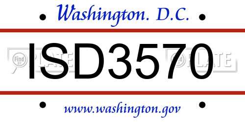 ISD3570 District Of Columbia License Plate