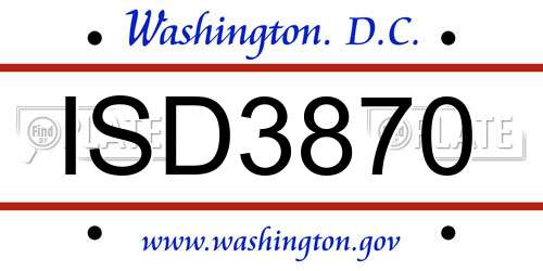 ISD3870 District Of Columbia License Plate