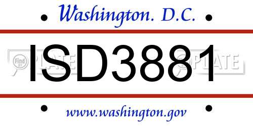 ISD3881 District Of Columbia License Plate