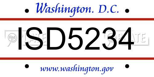 ISD5234 District Of Columbia License Plate
