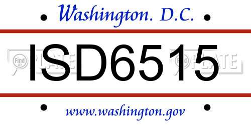 ISD6515 District Of Columbia License Plate