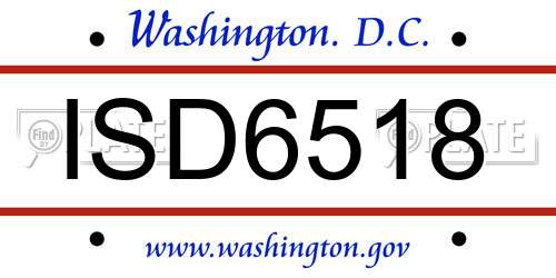 ISD6518 District Of Columbia License Plate