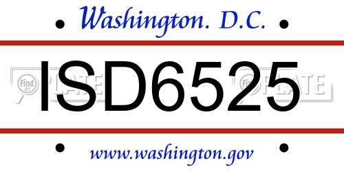 ISD6525 District Of Columbia License Plate