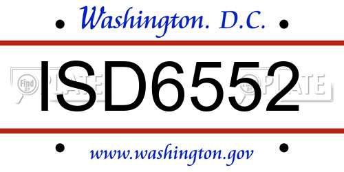 ISD6552 District Of Columbia License Plate