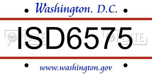 ISD6575 District Of Columbia License Plate