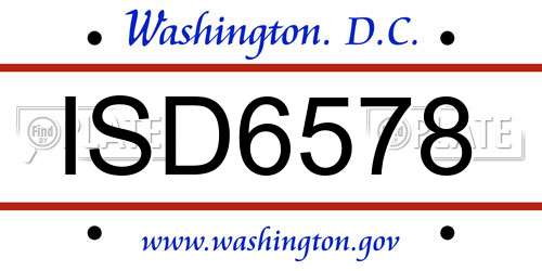 ISD6578 District Of Columbia License Plate