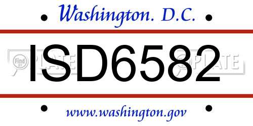 ISD6582 District Of Columbia License Plate