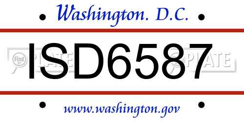 ISD6587 District Of Columbia License Plate