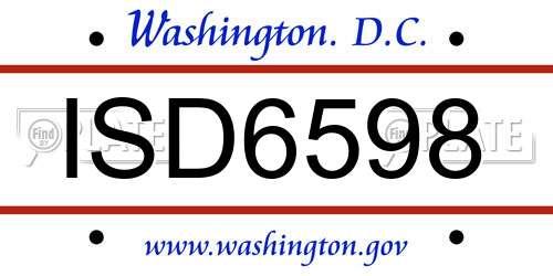 ISD6598 District Of Columbia License Plate