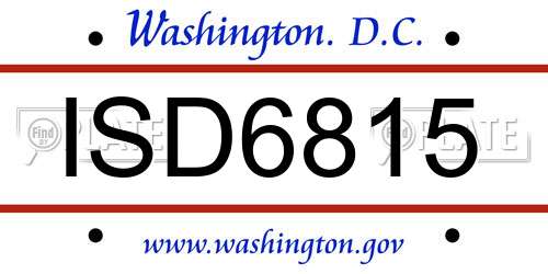 ISD6815 District Of Columbia License Plate