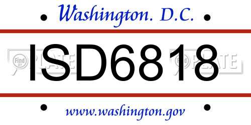 ISD6818 District Of Columbia License Plate