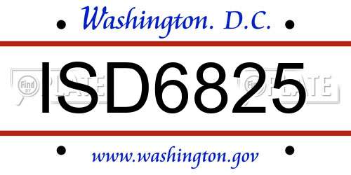 ISD6825 District Of Columbia License Plate