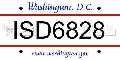 ISD6828 District Of Columbia License Plate