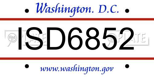 ISD6852 District Of Columbia License Plate