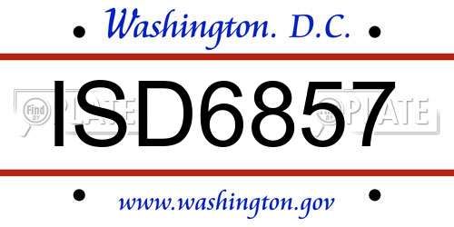 ISD6857 District Of Columbia License Plate
