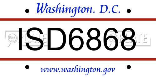 ISD6868 District Of Columbia License Plate