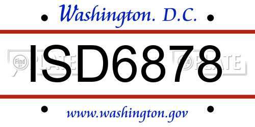 ISD6878 District Of Columbia License Plate
