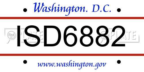 ISD6882 District Of Columbia License Plate