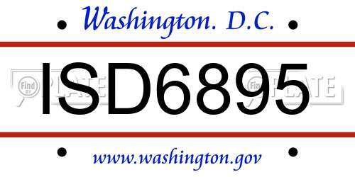ISD6895 District Of Columbia License Plate