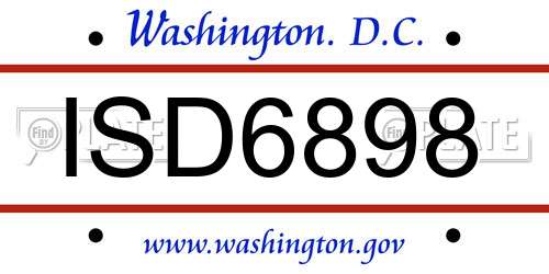 ISD6898 District Of Columbia License Plate