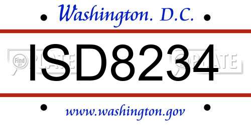 ISD8234 District Of Columbia License Plate