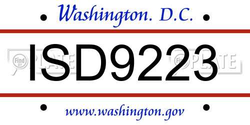 ISD9223 District Of Columbia License Plate