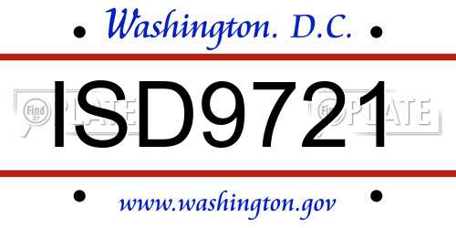 ISD9721 District Of Columbia License Plate