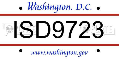 ISD9723 District Of Columbia License Plate