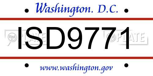 ISD9771 District Of Columbia License Plate