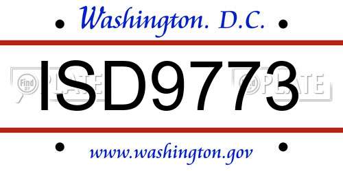 ISD9773 District Of Columbia License Plate