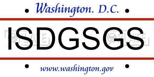 ISDGSGS District Of Columbia License Plate