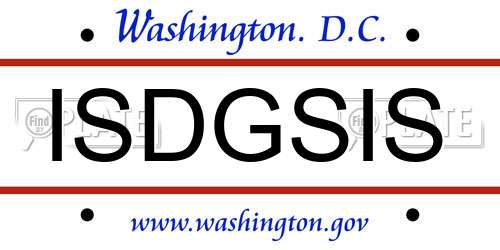 ISDGSIS District Of Columbia License Plate