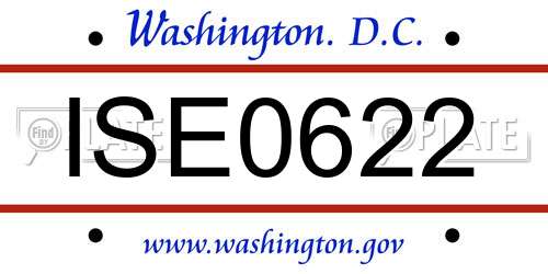 ISE0622 District Of Columbia License Plate