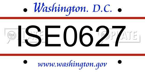 ISE0627 District Of Columbia License Plate