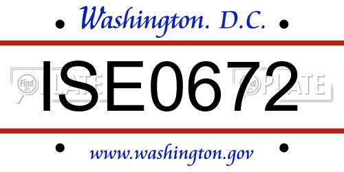 ISE0672 District Of Columbia License Plate