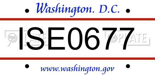 ISE0677 District Of Columbia License Plate