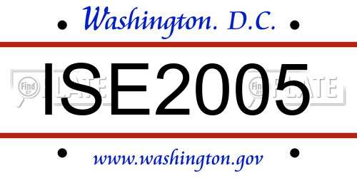 ISE2005 District Of Columbia License Plate