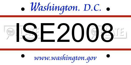 ISE2008 District Of Columbia License Plate