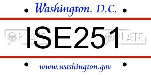 ISE251 District Of Columbia License Plate