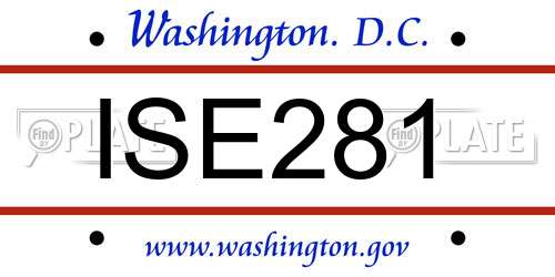 ISE281 District Of Columbia License Plate
