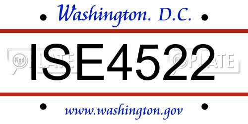 ISE4522 District Of Columbia License Plate