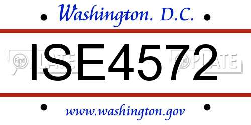 ISE4572 District Of Columbia License Plate