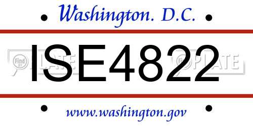 ISE4822 District Of Columbia License Plate