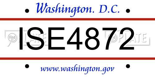 ISE4872 District Of Columbia License Plate