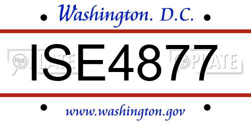 ISE4877 District Of Columbia License Plate