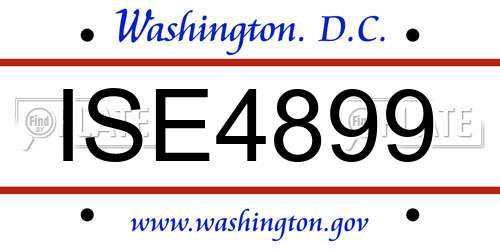 ISE4899 District Of Columbia License Plate
